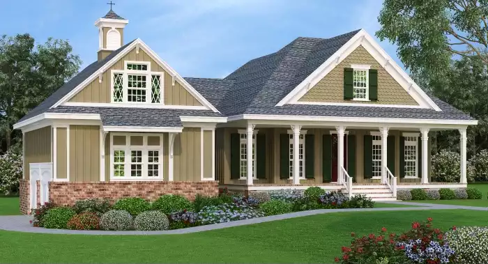 image of small farmhouse plans with porch plan 2042